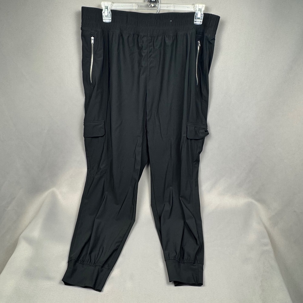 Old Navy Active Sleektech Go-Dry Cargo Joggers Womens XL Black Zipper Pockets